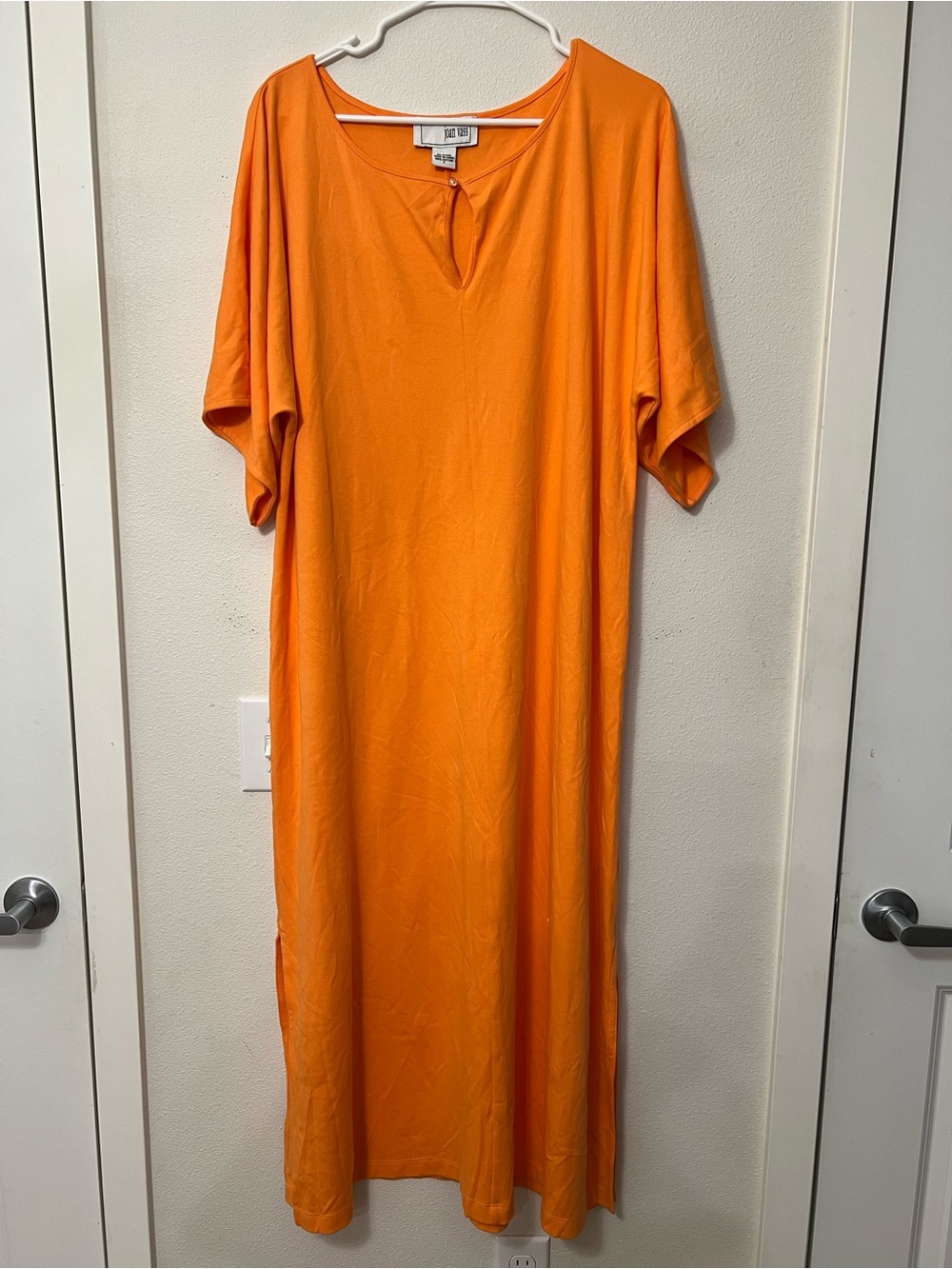 Vintage Joan Vass Vibrant Orange Keyhole Top